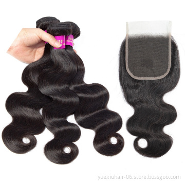 Virgin Brazilian Body Wave Hair Bundles With Closure 100% Human Hair Wholesale Virgin Hair Vendors
